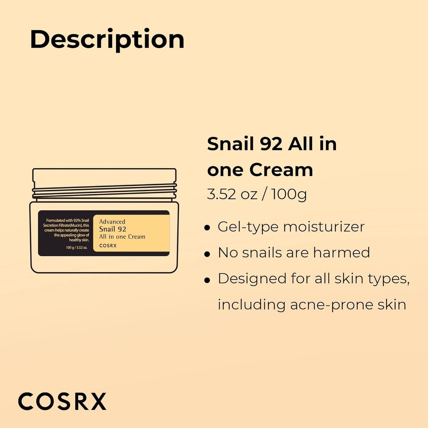 [Cosrx] ADVANCED SNAIL 92 ALL IN ONE CREAM 100ML